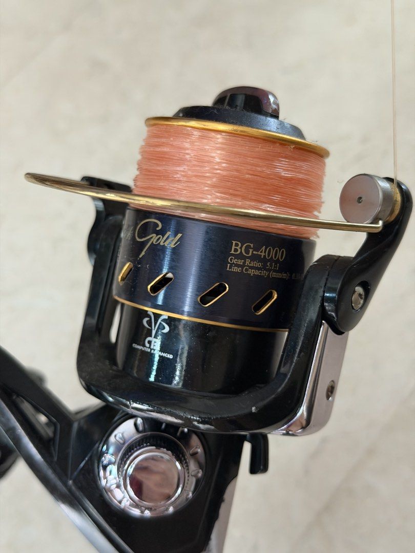 Pioneer Tackle BG-4000 Spinning Reel with Fishing Rod (Category: Fishing) located in Singapore. Submitted by icevanillalatte (Listing ID 1444947714, Image 3). Description: - BG-4000 fishing rod and reel combo - Reel Gear Ratio: 6.0:1 - Reel Line Capacity: 12lb/240yds - Rod features a comfortable cork handle - 133cm .
