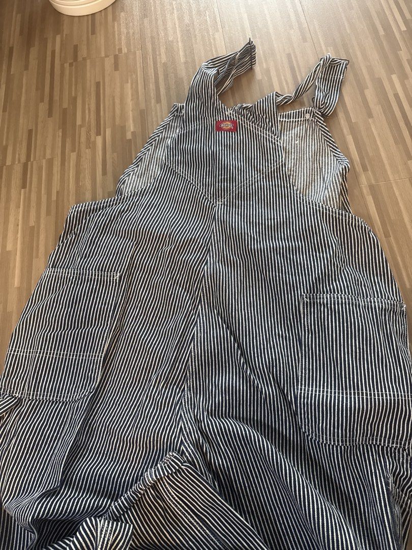 Dickies Striped Denim Bib Overalls size 40 xl (Category: Jumpsuits) located in Singapore. Submitted by remykitz02 (Listing ID 1445108147, Image 5). Description: - Classic Dickies striped denim overalls - Iconic red Dickies logo patch on bib - Durable construction with multiple pockets - Button closures on sides - Adjustable straps - Perfect for workwear or casual streetwear -size xl waist 40....