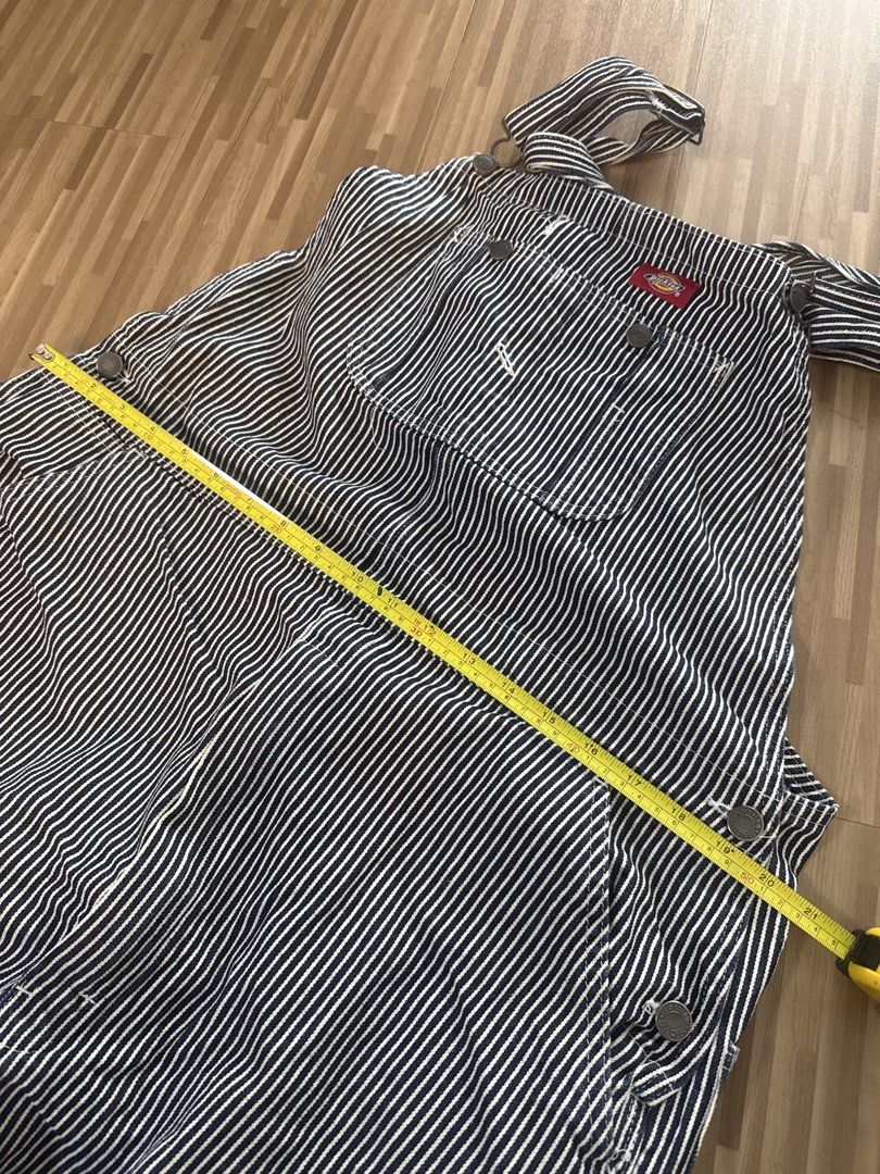 Dickies Striped Denim Bib Overalls size 40 xl (Category: Jumpsuits) located in Singapore. Submitted by remykitz02 (Listing ID 1445108147, Image 3). Description: - Classic Dickies striped denim overalls - Iconic red Dickies logo patch on bib - Durable construction with multiple pockets - Button closures on sides - Adjustable straps - Perfect for workwear or casual streetwear -size xl waist 40....