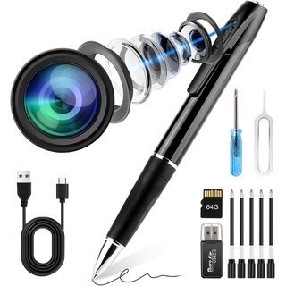 Mini Spy Camera Pen 1080P Full HD Video Recorder with 64GB Card, USB Charging, Security Surveillance Camera