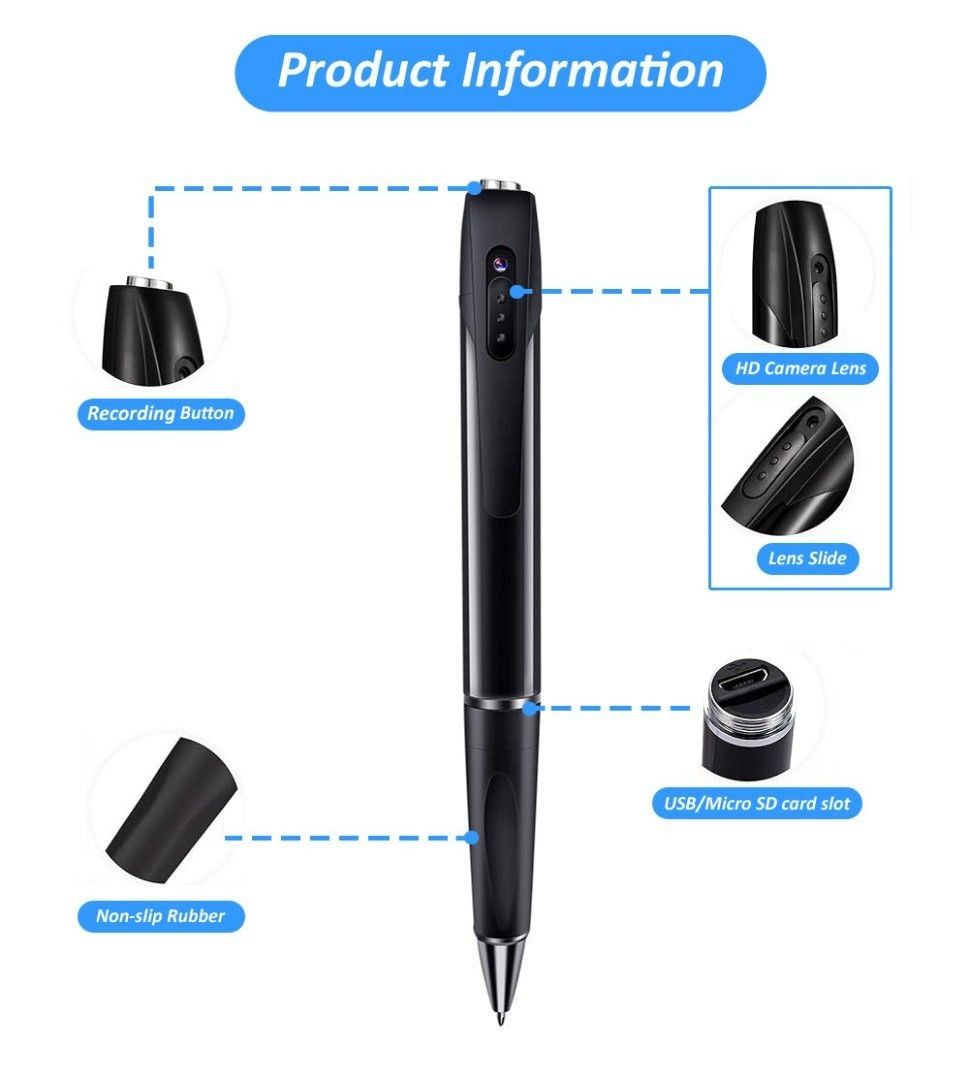 1hr Delivery! 💯👍 HD 1080P Hidden Spy Camera Pen Wireless CCTV Security Camera + Video Voice Recorder (Category: Video Cameras) located in Singapore. Submitted by dailypicks.co (Listing ID 1445565072, Image 9). Description: HD 1080P Hidden Camera Pen + Video Photo Voice Recorder Wireless Pinhole Spy Cam Wearable CCTV Security Camera 💯 Seller with 4000+ reviews. Buy with confidence! ⭐ Brand New! Ready Stock :) 😊 Same day self collection at Seng