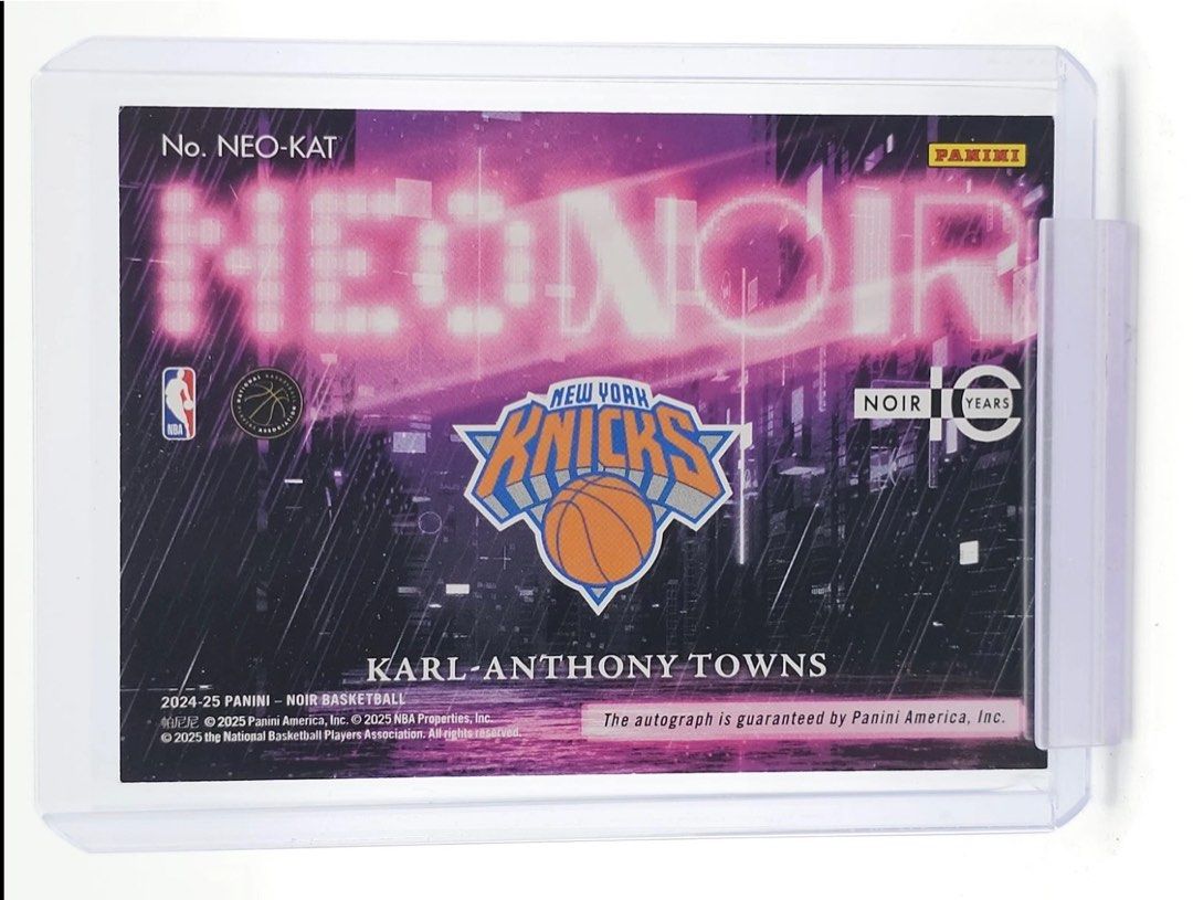 Panini Basketball Karl-Anthony Towns New York Knicks NEO Noir Auto /49 (Category: Raw Cards) located in Singapore. Submitted by neumarans (Listing ID 1445546101, Image 2). Description: Card is numbered /49 Fantastic look with sleek design - Karl Anthony Towns on-card autograph.