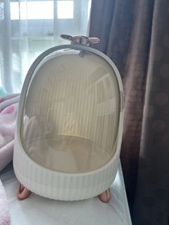 White and Rose Gold Cosmetic Organizer with Clear Lid