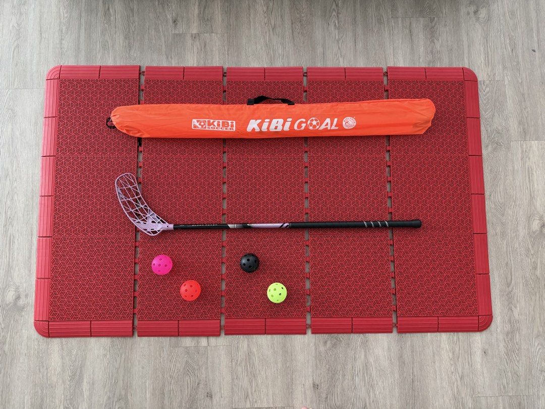 [WANT TO CLEAR FAST] Oxdog Quick Power HES 29 Floorball Stick, Training Mat, Goal Post, Salming Balls (Category: Racket & Ball Sports) located in Singapore. Submitted by susashimi (Listing ID 1445691802, Image 1). Description: can slightly nego ⭐️ Bundle 1 [$150] : - Oxdog HES 29 stick (played once only) - 2 Salming floorball balls (pink, orange, black, yellow; mix & match) - Red interlocking smooth floor mat ⭐️ Bundle 2 [$160] : - Oxdog HES 29 s