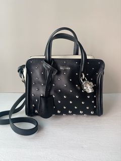 Alexander McQueen Black Studded Leather Mini Bag Skull Lock