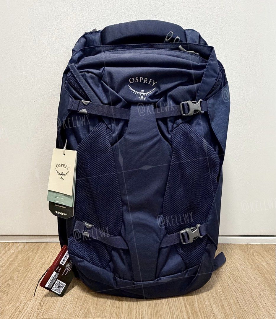 🏷️ BNIP Authentic Osprey Fairview 55 WINTER NIGHT BLUE Travel Backpack NAVY COLOR Trip Holiday (Category: Backpacks) located in Singapore. Submitted by kelliew.1276 (Listing ID 1445929905, Image 1). Description: Authentic Osprey Fairview 55L Travel Backpack in WINTER NIGHT BLUE 40L + 15L Daypack (RRP: US$240 or S$359 Slightly negotiable for keen buyers 🙌🏼 FREE RAIN COVER in LAVENDER COLOR Selling becos I bought wrong version 😭 Comes with Auth
