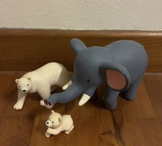 Elephant and Polar Bear Toy Animal Figurines