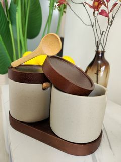 Wooden Spice Jar Set with Spoons