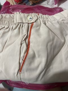 Cream Pants with Orange Trim and Button Detail