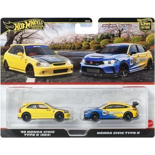 Hot Wheels Premium Car Culture 2-Pack 1:64 Scale Unique Compilations Real Riders Tires Metal Metal Body Toy Collectors JBL00 - [Multi-coloured] []