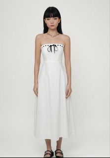 The Tinsel Rack Jesse Ribbon Embroidery Dress in White