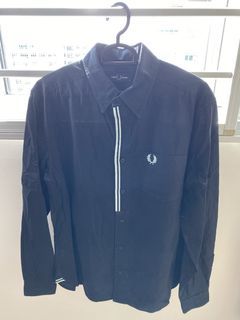 Fred Perry Black Long Sleeve Shirt Size M