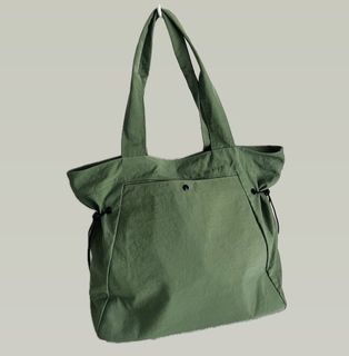 Green Tote Bag with Zipper