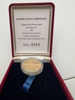 Singapore Pools 30th Anniversary 1998 20g 916 Fine Gold Coin