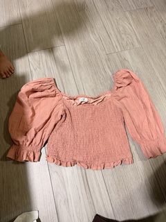 Fayth Smocked Square Neck Puff Sleeve Top XL