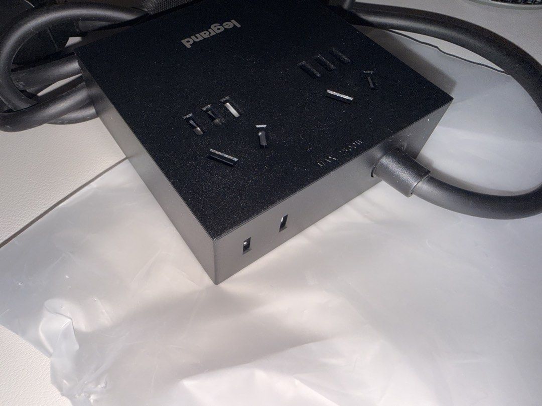 Legrand 30W GaN Power Strip with USB-C and USB-A Ports (Category: Electrical, Adaptors & Sockets) located in Singapore. Submitted by wwwwww111244 (Listing ID 1446469048, Image 3). Description: - Legrand 30W GaN Power Strip - 2 AC Outlets - 4 USB Ports (2 USB-C, 2 USB-A) - Charge multiple devices simultaneously - Compact and portable design - UK Plug included.