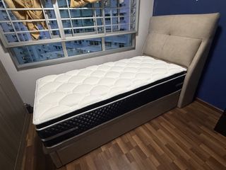  BUY BED FRAME AND MATTRESS FREE! Single storage bed set Dr. Maxis Orthopaedic Royal Cool Single Bed with Storage