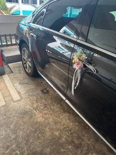 Wedding Car Door Faux Floral Decorations with Ribbons