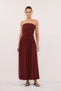 DISSH SHARI SAHARA STRAPLESS BANDEAU MIDI DRESS