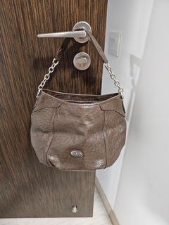 Brown Leather Shoulder Bag with Chain Strap
