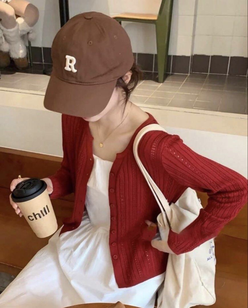Red Cardigan (Category: Longsleeves) located in Singapore. Submitted by jumbobimbo (Listing ID 1441765176, Image 1). Description: Worn once No trades/nego .