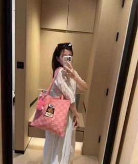 Gucci Pink GG Monogram Tote Bag with Pineapple Detail
