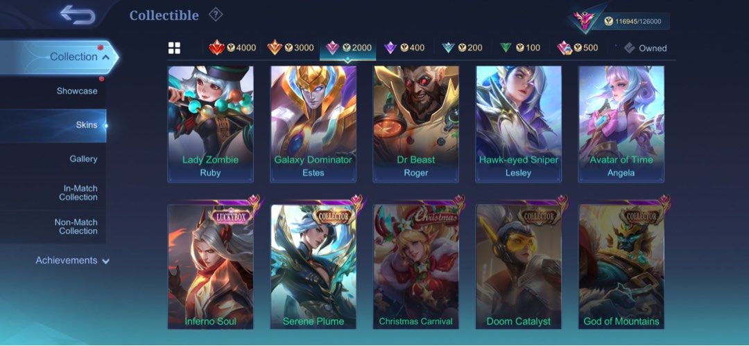 Mobile Legends Account - Exalted Collector many skins (Category: Game Gift Cards & Accounts) located in Singapore. Submitted by robohedge (Listing ID 1446865100, Image 4). Description: Mlbb acc with many skins dm for more info or nego.