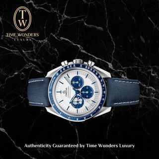 New November 2025 Omega Speedmaster Snoopy Blue 310.32.42.50.50.001 Moonwatch Leather Strap
