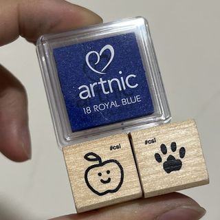 Artnic Royal Blue Ink Pad Apple Paw Print Wooden Rubber Stamps Journal Kodomo No Kao Japan rubber stamps chops