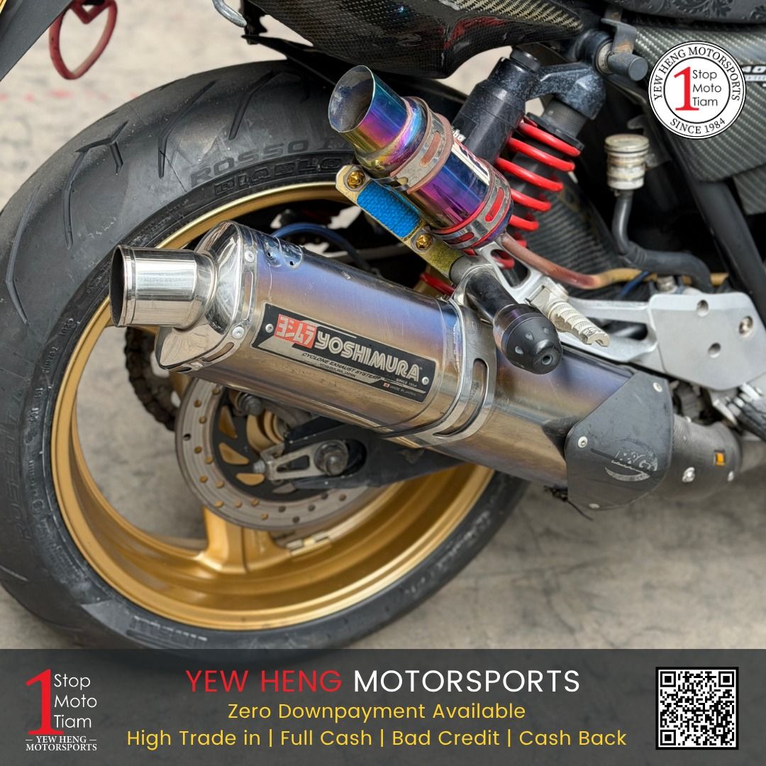 Honda CB400 Super 4 Spec 3 | S4 Spec III | Spec3 | Super4 | Yoshimura Exhaust | VTEC (Category: Class 2A) located in Singapore. Submitted by yewhengmotorsports (Listing ID 1442583637, Image 7). Description: ‼️Used Honda CB400 Super 4 Spec 3 With Legal Yoshimura Exhaust & Bitubo Suspension‼️ Register Date: 27/07/2007 COE Expiry: 31/05/2027 Mileage: 238,460km 🔥Selling @ $7,888🔥 *before Insurance ONLY 𝙒𝙝𝙮 𝘾𝙝𝙤𝙤𝙨𝙚 𝙐𝙨 : 📌 $0 Down Payment 