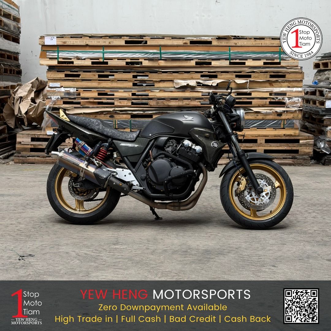 Honda CB400 Super 4 Spec 3 | S4 Spec III | Spec3 | Super4 | Yoshimura Exhaust | VTEC (Category: Class 2A) located in Singapore. Submitted by yewhengmotorsports (Listing ID 1442583637, Image 1). Description: ‼️Used Honda CB400 Super 4 Spec 3 With Legal Yoshimura Exhaust & Bitubo Suspension‼️ Register Date: 27/07/2007 COE Expiry: 31/05/2027 Mileage: 238,460km 🔥Selling @ $7,888🔥 *before Insurance ONLY 𝙒𝙝𝙮 𝘾𝙝𝙤𝙤𝙨𝙚 𝙐𝙨 : 📌 $0 Down Payment 