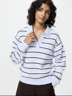 Uniqlo Light Blue Striped Polo Shirt