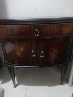 Vintage Wooden Cabinet with Brass Handles