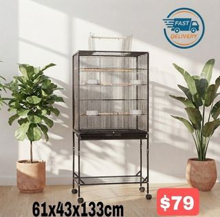 Black Cage. Black and White Cage available. 
61x43x133cm. Ideal for small to medium size parrot.