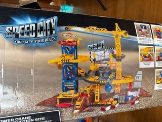 Speed City Tower Crane Construction Site Playset