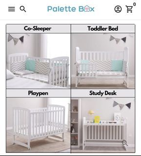 Palette Box Convertible Baby Crib - Co-Sleeper, Toddler Bed, Playpen, Desk