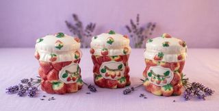 Strawberry Ceramic Jars Set of 3 Decor Sweets Candy Christmas Vintage
