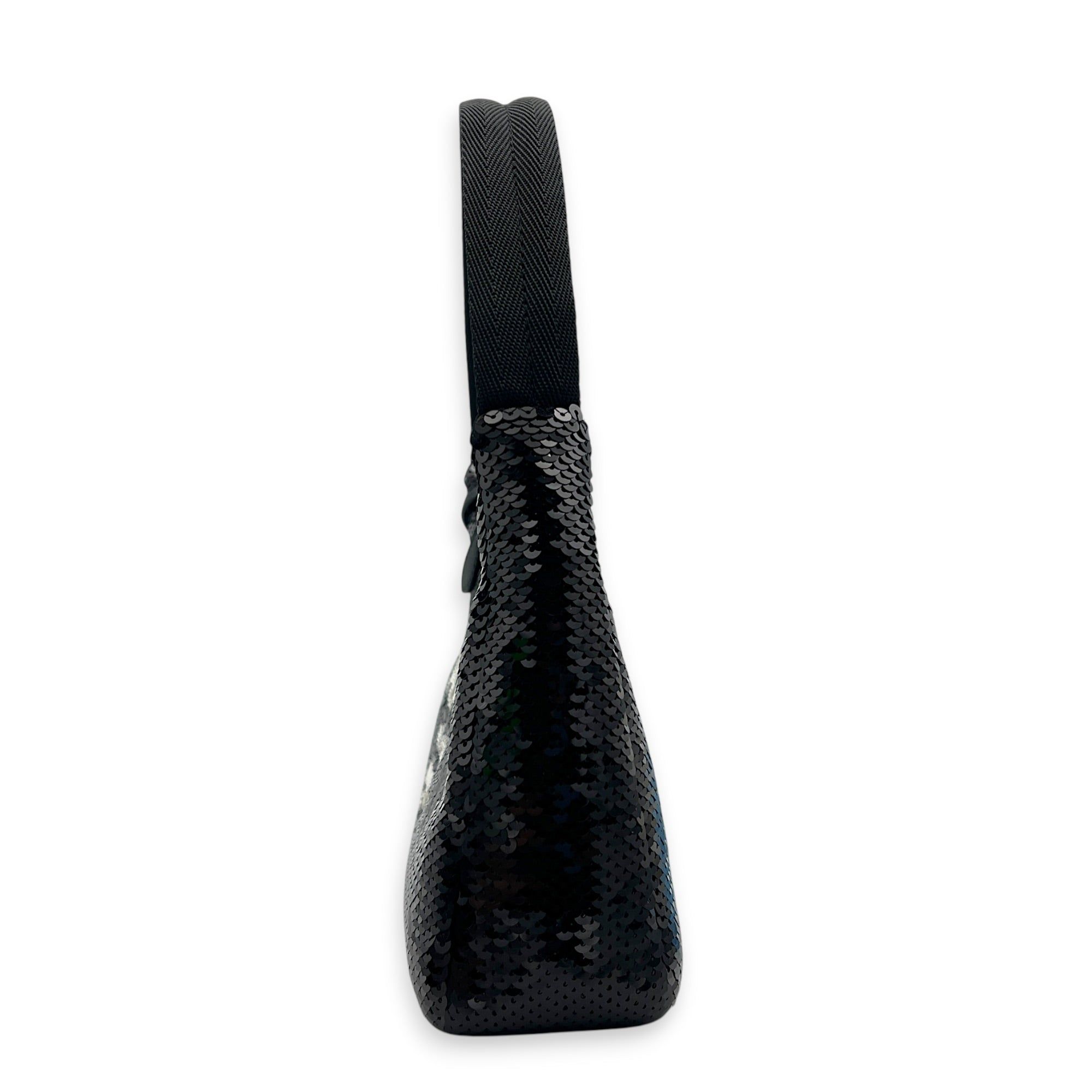 Prada Re-Edition 2000 Shoulder Bag Black in Sequins, Silver hardware (Category: Bags & Wallets) located in Singapore. Submitted by carousellluxury (Listing ID 1449628503, Image 3). Description: SKU S2605-011720AN Material Sequins Color Black Hardware Silver Strap Not Included Dimension (L)23cm x (H)14cm x (W)6cm Accessories Original Box, Series 270 Circa Est NA Microchipped FALSE Condition - Surface: very good condition overall - Surface: very go