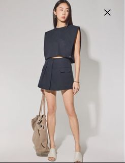 LB Navy Blue Lyocell Cargo A Line Skort