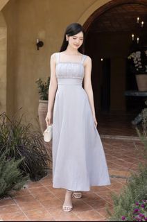Neonmello thalina ruched padded maxi dress peri blue