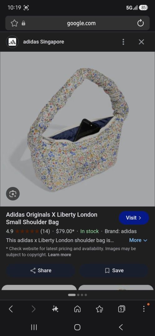 Adidas Originals x Liberty London Small Shoulder Bag Floral (Category: Cross-body Bags) located in Singapore. Submitted by domopi (Listing ID 1450279601, Image 4). Description: - Only used for once or twice - Collaboration between Adidas Originals and Liberty London - Padded and comfortable strap - Can fit a phone and essentials.