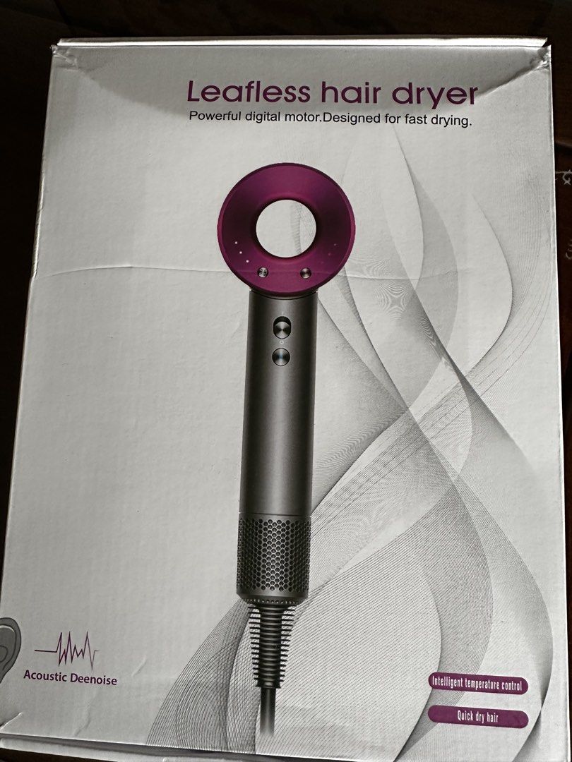 Leafless Hair Dryer with Powerful Digital Motor (Category: Hair) located in Singapore. Submitted by crystallee1357 (Listing ID 1450234766, Image 1). Description: - Powerful digital motor for ultra-fast drying - 3 precision speed settings - 3 precise heat settings, including a cold shot - Comes with 5 versatile attachments: styling concentrator, smoothing nozzle, diffuser, gentle air attachment, and flyaway attachment - Built-in strainer to preven