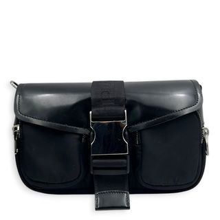 Prada Buckle Pocket Black Crossbody Bag in Spazzolato & Re-Nylon, Silver hardware