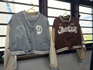 2 Varsity Jackets - Blue 'D' and Brown 'Ick Rock'