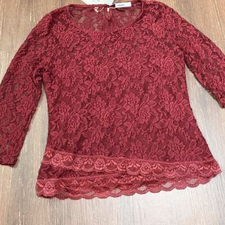 Burgundy Lace Kebaya Top Size