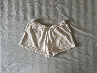 Brandy Melville john galt white casual basic waffle knit low waist rise lounge micro mini shorts cotton pajama sweatshorts
