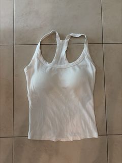 White Racerback Tank Top with Built-in Bra