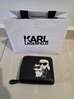 Karl Lagerfeld Black Zip Around Wallet with Charm