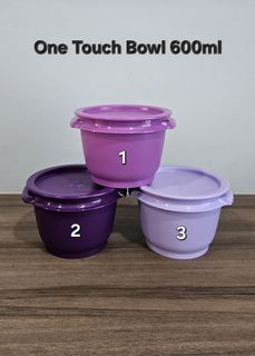 Tupperware One Touch Bowl 600ml (3) 13.0cm(D) x 9.3cm(H)

Retail Price S$36.00