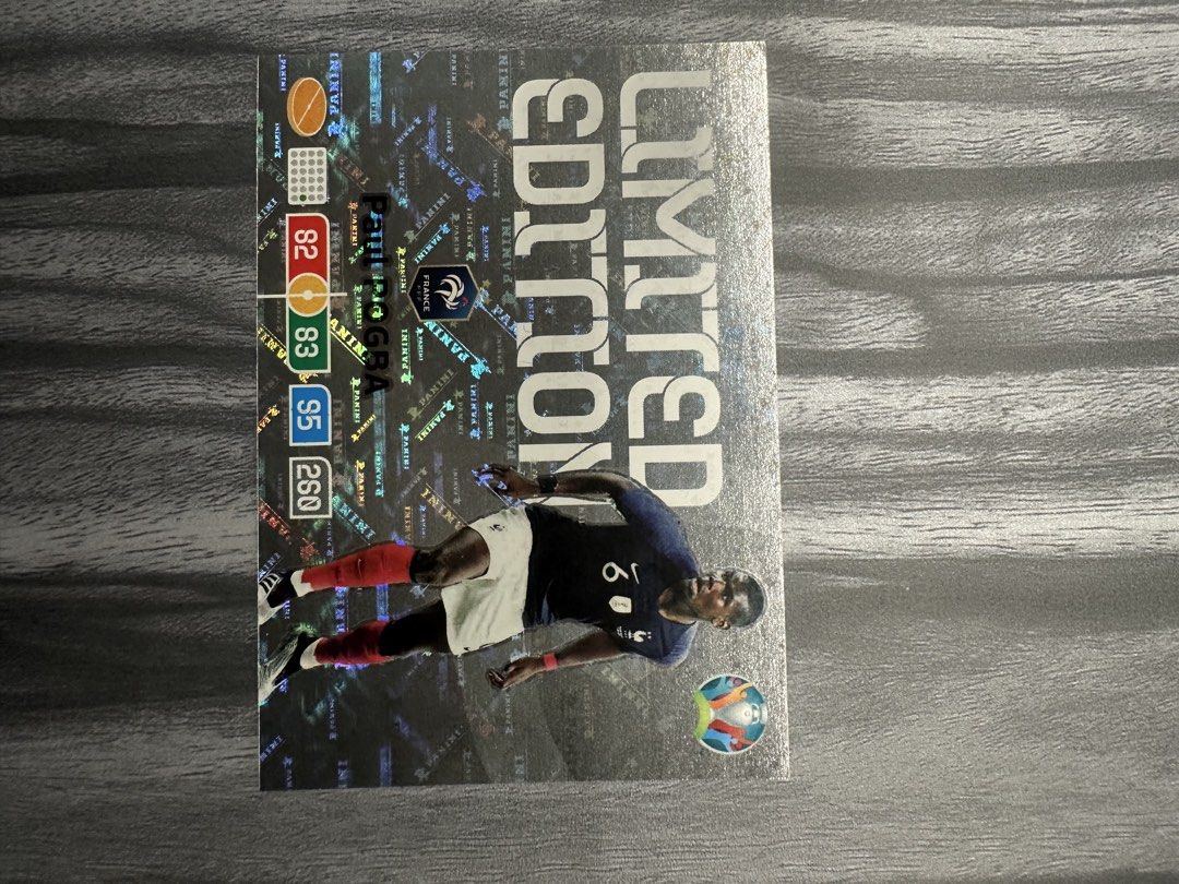 Panini Adrenalyn XL Euro 2020 Limited Edition Pogba Card (Category: Raw Cards) located in Singapore. Submitted by negotiable6767 (Listing ID 1451264774, Image 1). Description: Panini Adrenalyn XL Euro 2020 Limited Edition card. Paul Pogba,France. price negotiable.